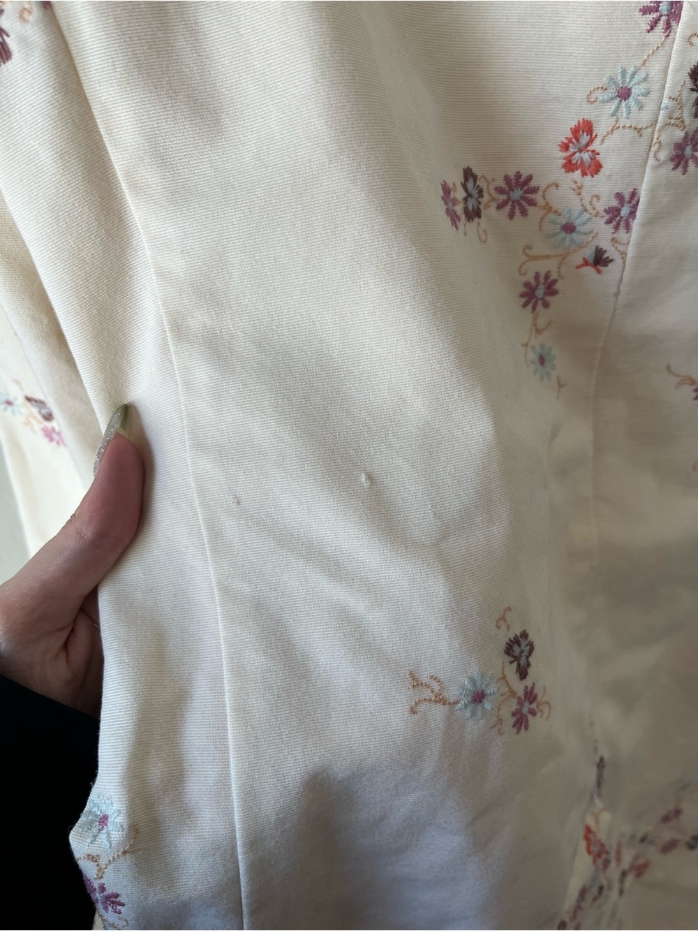 Gap Vintage Y2K Cottagecore Cotton Floral Embroidered Trench Long Coat White - Picture 5 of 7